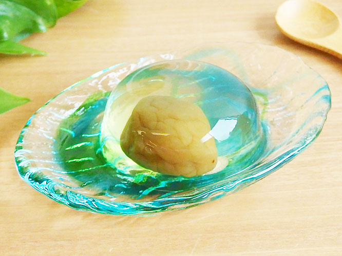 ☆琉球ガラス　ゴーヤー皿　小　緑水(納期14日程かかる場合があります)