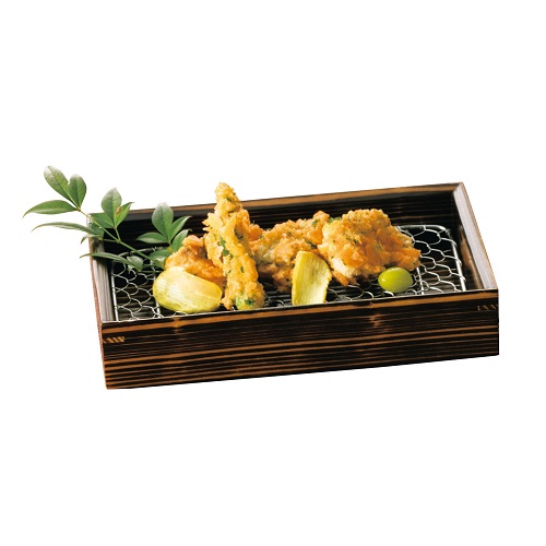 焼杉・天ぷら盛皿（ステンレス目皿付）内側焼杉