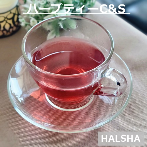 ハルシャ HALSHA ガラスのハーブティーカップ＆ソーサー タイ製