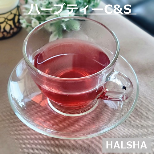 ハルシャ HALSHA ガラスのハーブティーカップ＆ソーサー タイ製