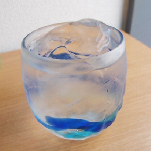 涼やか琉球ガラス　でこたるグラス　青水