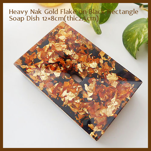 ★ソープディッシュ  Heavy Nak Gold Flake on Black Rectangle