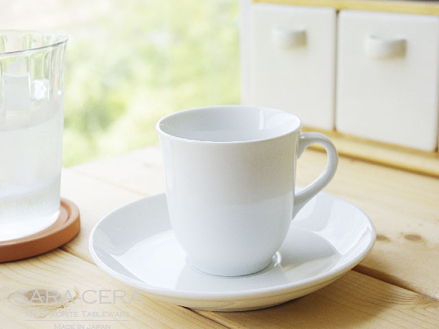 ★軽量強化磁器 白い食器 レストランホワイトコーヒーカップソーサー