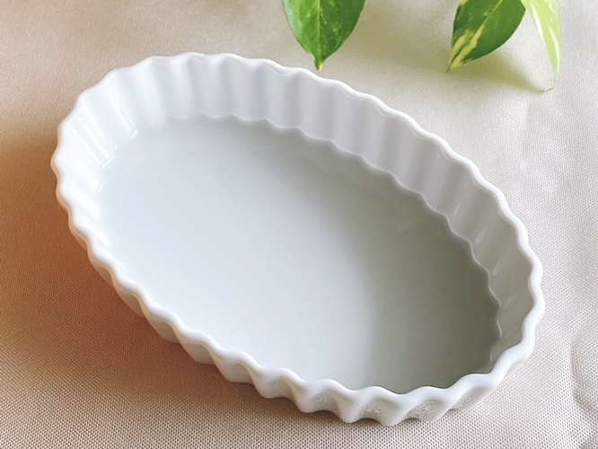 白い食器 オーブンパイプレート18.7 グラタン 楕円パイ皿