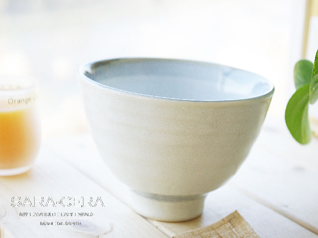☆こってり石灰白釉ブルーライン すっきり茶漬碗